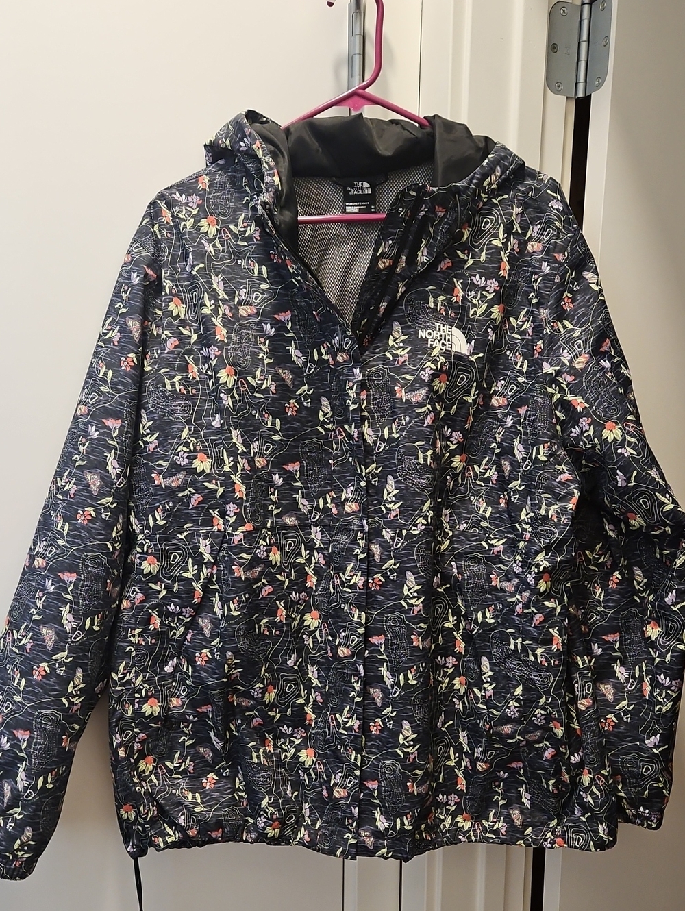 The North Face Womens Navy Floral Hooded Rain Jacket